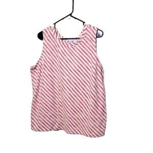 Liz Claiborne Top Sz XXL Red Stripe Sleeveless Textured Knit Patriotic Casual